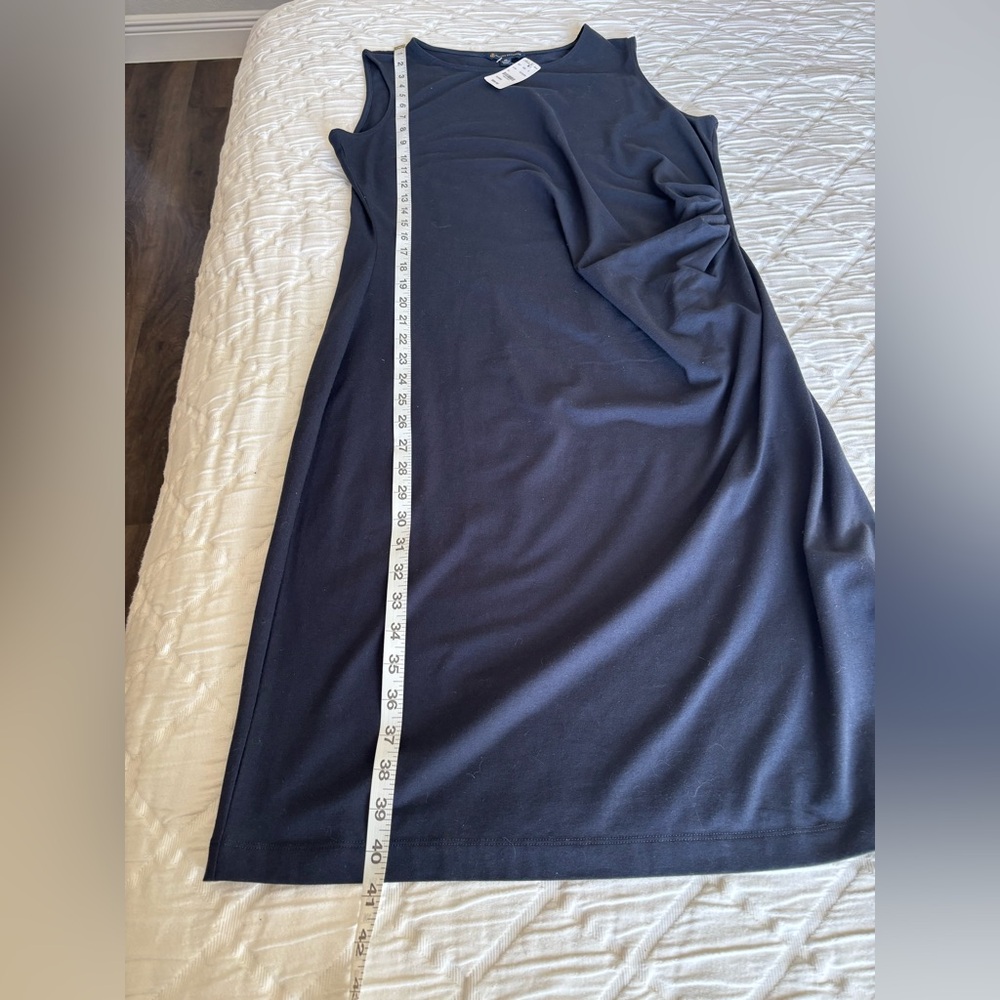 Brooks Brothers Black Sleeveless Side Ruched Midi Tank Dress NWT Size XL - Picture 9 of 10
